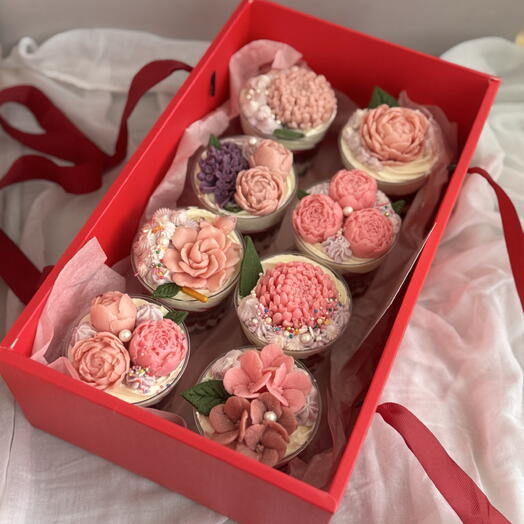 Трайфлы/капкейки с цветами🌸в премиальном подарочном боксе