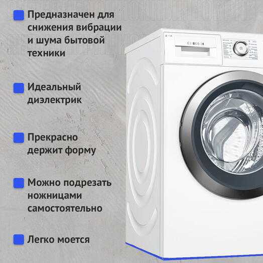 Подложка 60х60 см, устраняет перемещение, снижает шум и вибрацию (под технику) голубой