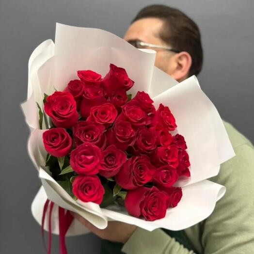 -40%АКЦИЯ️️🌹Монобукет "Любимой"/роза Кения 21 шт/Цветы Ярославль/Цветы в Ярославле/Доставка цветов Ярославле