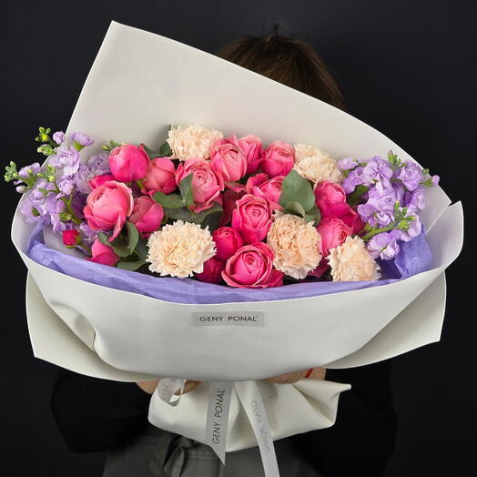 Lavander marmalade original bouquet with peony-shaped bush roses