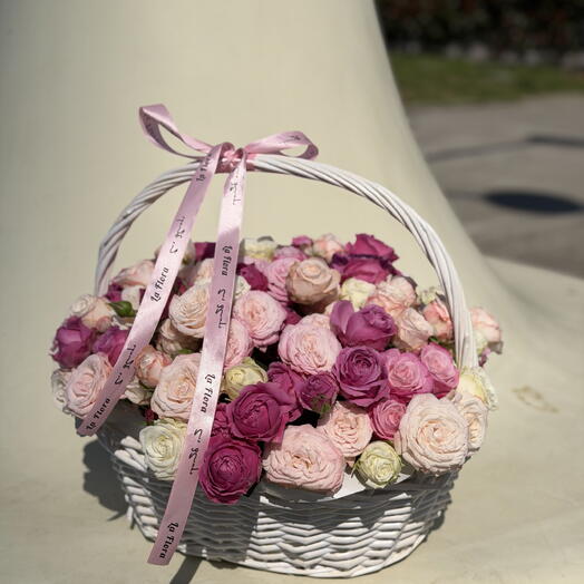 Basket and spray roses