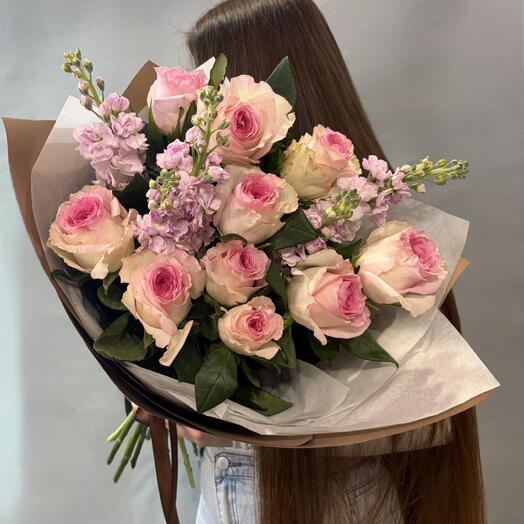 Розы и Маттиола 💕 | Нежный Букет 💐