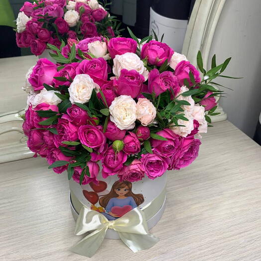 Пионовидные розы с кустовыми - 19 шт