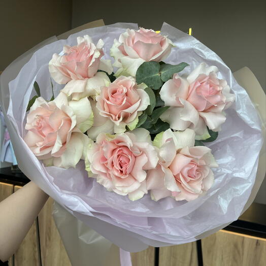 Букет из французских розовых роз💕