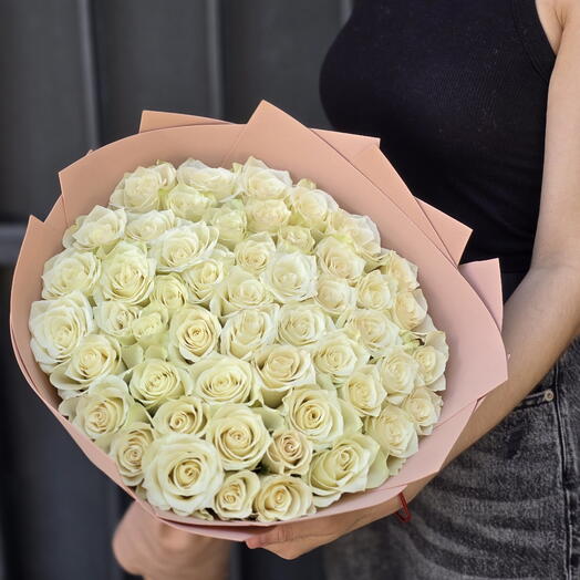 Букет 💐 «51 причина сказать "ДА"» 💐 из белой розы