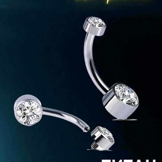 Пирсинг в пупок, титановая серьга-банан, украшение с кристаллами Swarovski, штанга интернал