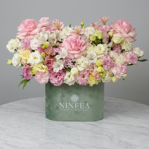 Mixed flowers in a box