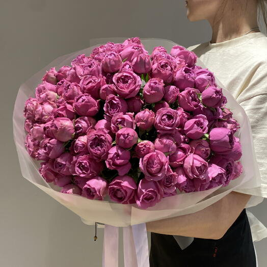Большой монобукет из 35 пионовидных роз 💕