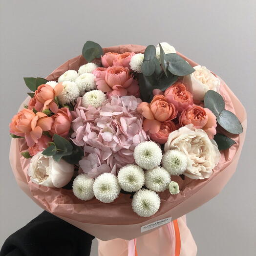 🧡Кораловый букет Пион. Кустовая роза Bloom Room