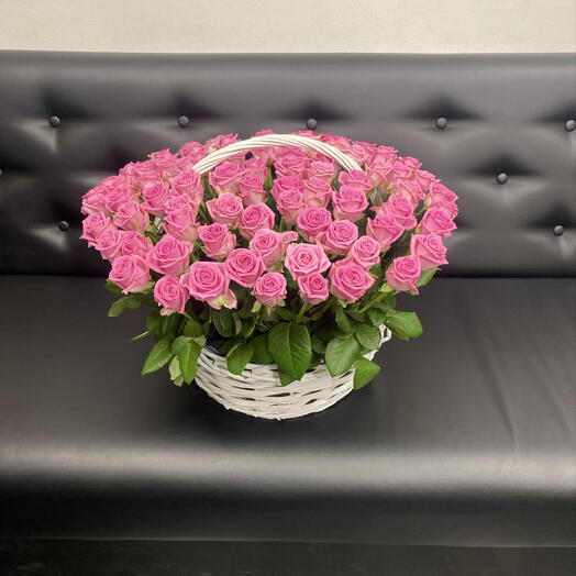 Розовая Роза в корзине💕💕💕