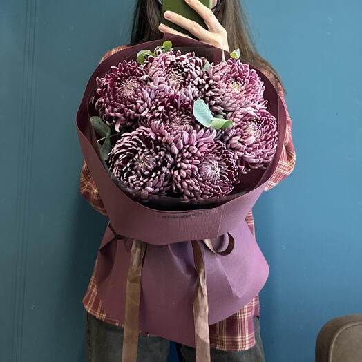 Букет трендовых хризантем Бигуди 💜