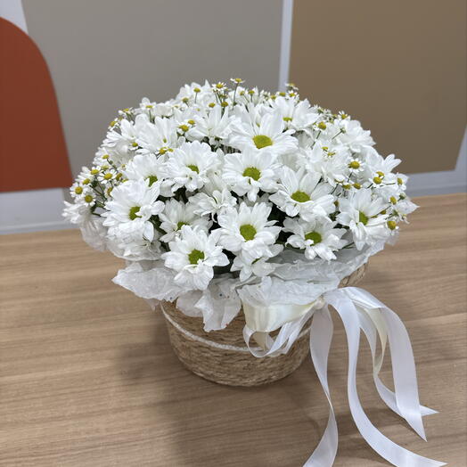 Корзина композиция с ромашками 💛