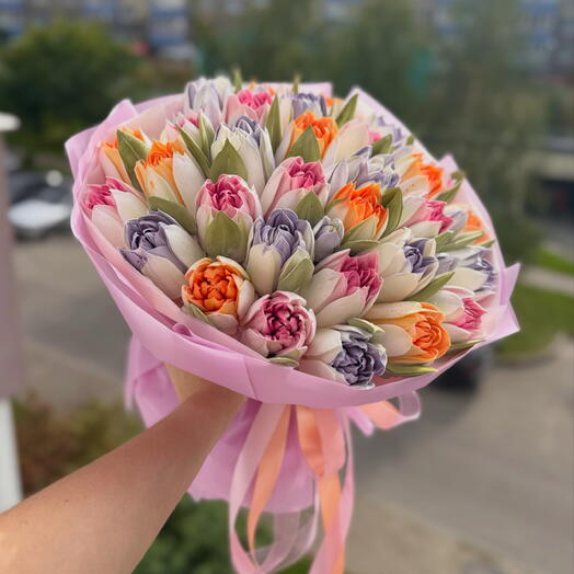 Зефир - большой букет зефирных цветов (дисаметр букета 60 см)