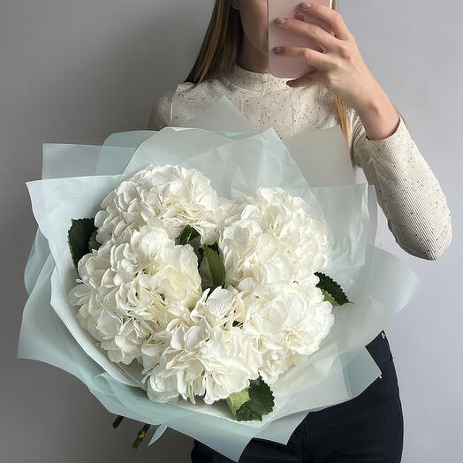 Монобукет из белых гортензий