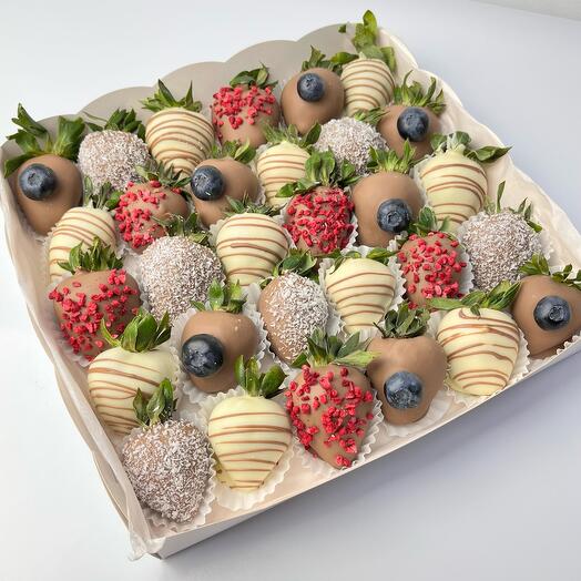 Fresas cubiertas de chocolate, surtidas, 30 bayas