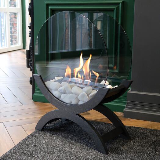 Биокамин Lounge дуб «Чёрный дуб» с чёрными стеклами