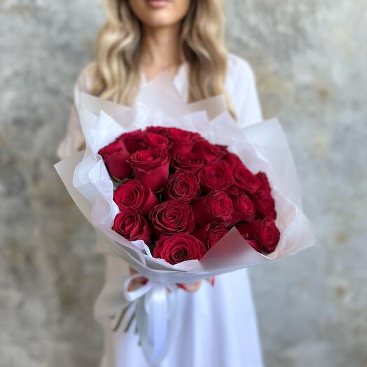 🔥🔥🔥Букет из  25 красных роз «С праздником!» Кения