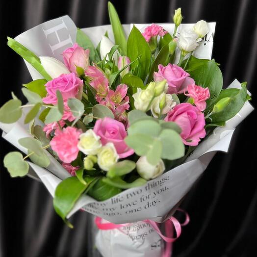 Bouquet of tenderness with eucalyptus