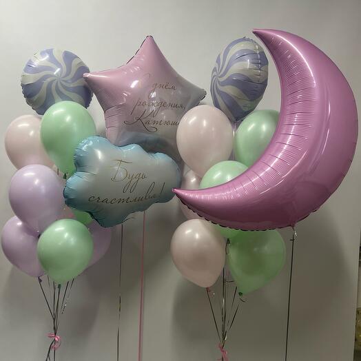 Композиция из шаров Нежная луна