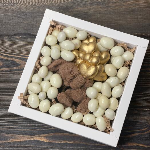 Set de chocolate "Conejito con globos"