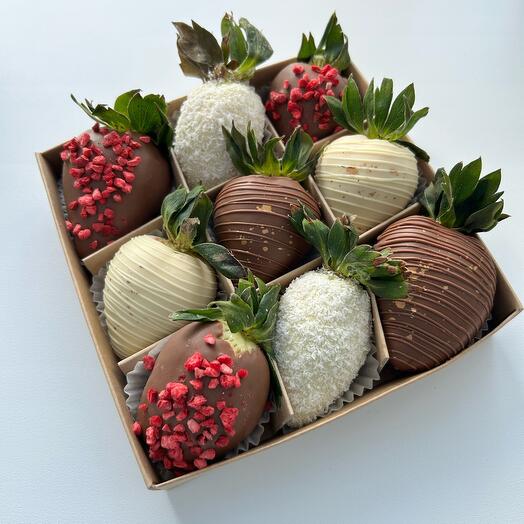 Fresas cubiertas de chocolate, juego de 9 bayas