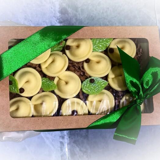 A box with chocolate dumplings