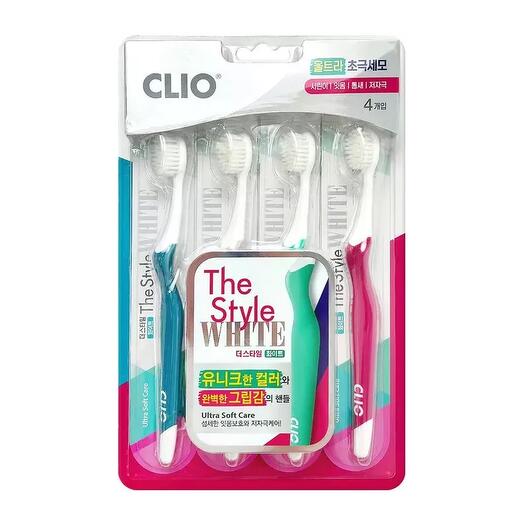 Clio Зубная щетка набор The Style White Ultra Soft Care Toothbrush - 4 шт