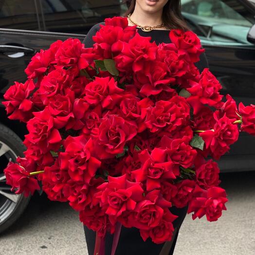 Rouge Imperial — букет из 51 французской розы премиум-класса