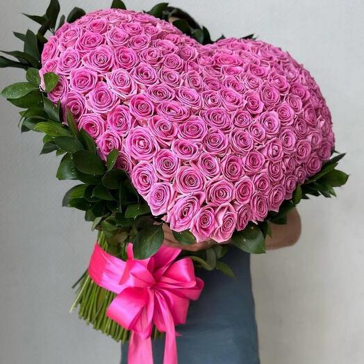 Букет 3D сердце из Роз Аква 💕