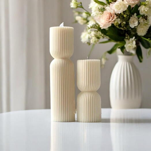 Ribbed Candle Set of Home Decor Candles