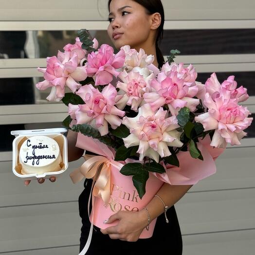 Цветы в коробке + бенто торт