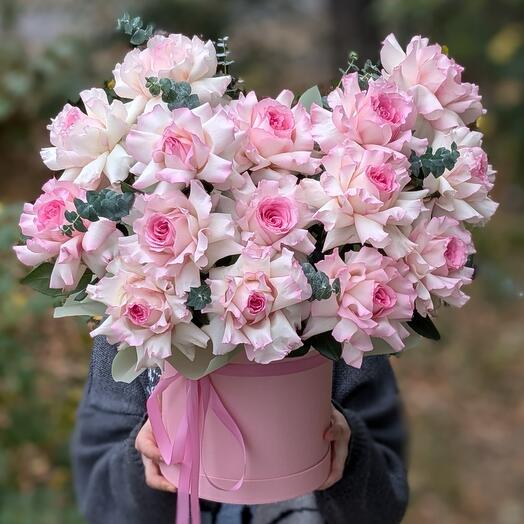 15 французских роз в коробке М