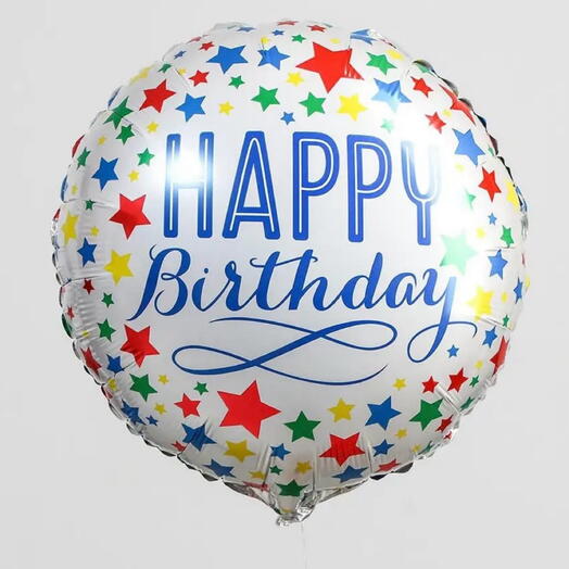 Шар гелий Happy birthday белый, разноцветный. Helium foil ballon happy birthday white, colourful