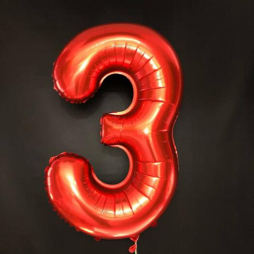 Шар фольгированный цифра 3