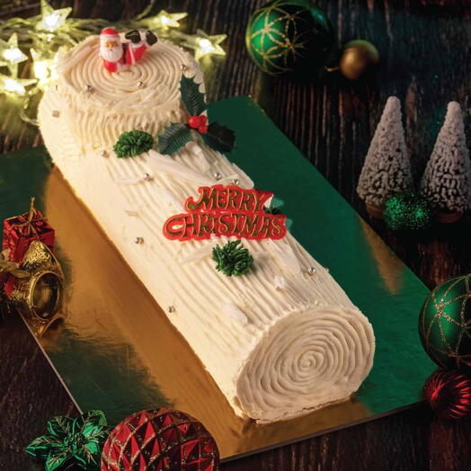 Classic Vanilla Yule Log Cake 1KG