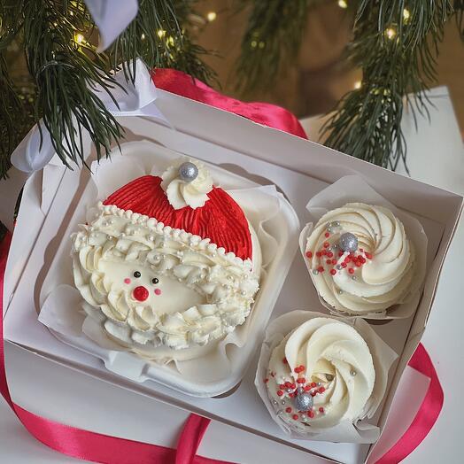 Бенто торт с капкейками новогодний подарок