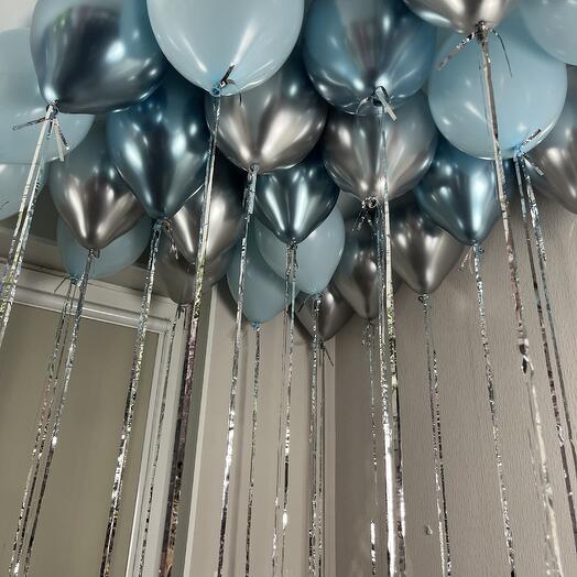 20 bolas en la lluvia azul azul plata