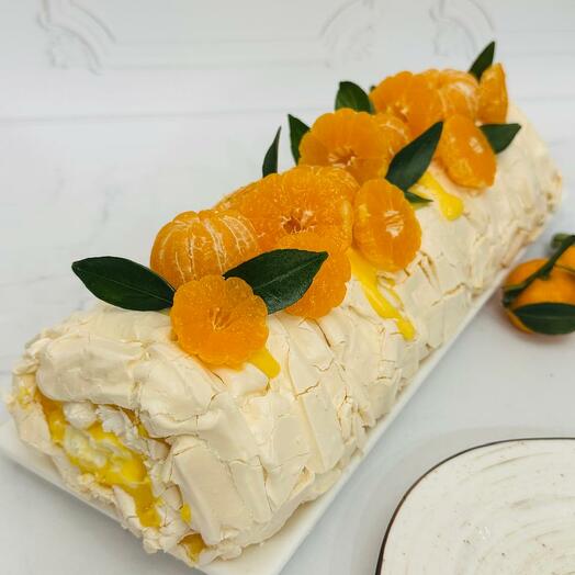 Меренговый рулет с апельсиновым курдом