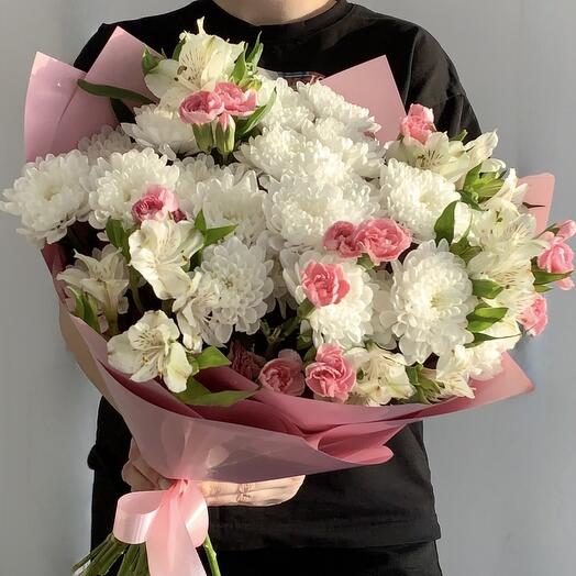 Стойкий букет 💐 хризантемы диантусы и альстромерия