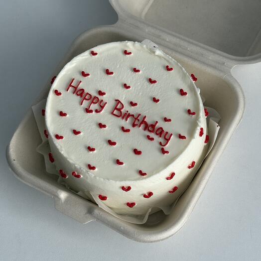 Бенто торт «Happy birthday» с сердечками