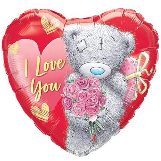 Qualatex Foil Balloon Red Teddy With Rose-5716