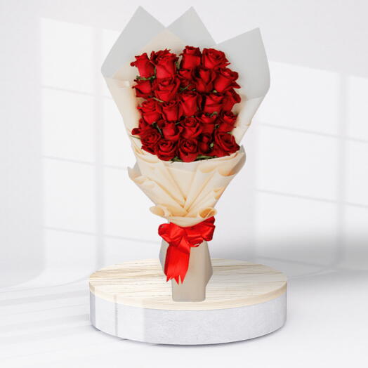 Valentine flower bouquet Red ( 25 Roses )