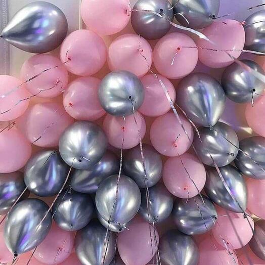 Воздушные шары с гелием, шарики под потолок 50 шт