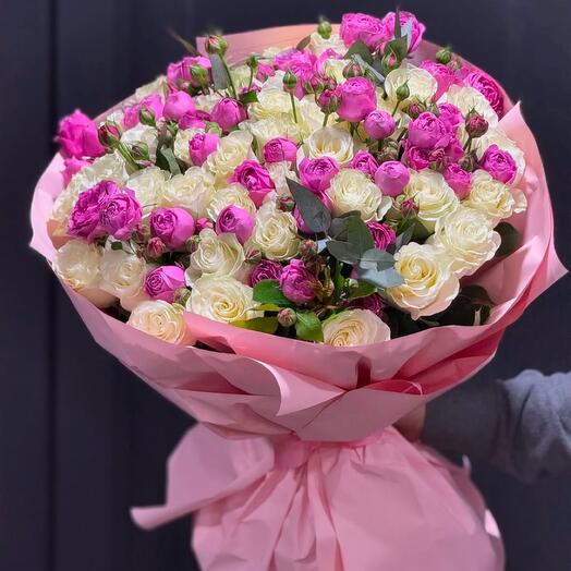Пионовидные розы с белыми 💕 Нежность в розовом