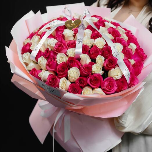 Стильный букет из 101 голландской розы