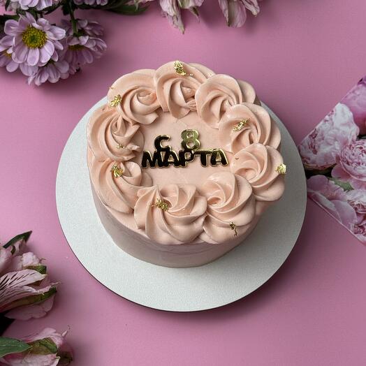 Бенто торт розового цвета с рюшами и топпером на выбор