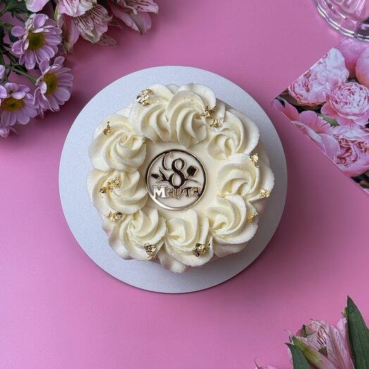 Бенто торт с рюшами и круглым топпером на выбор