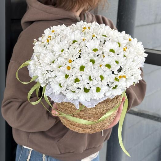 Корзина с ромашками
