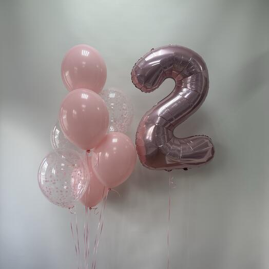 Набор из 7 латексных шаров и Фольгированной цифры