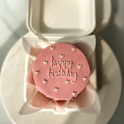 Бенто торт розовый happy birthday